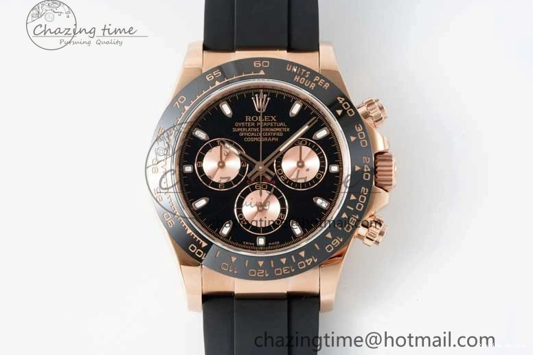 0517 Stretchable Daytona 116515 QF 1:1 Best Edition Black RG Dial on Oysterflex Rubber Strap SA 2273